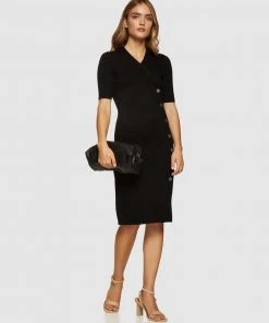 Oxford Mira Button Details Dress Black