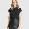 Oxford Lauren Woven Front Top Black