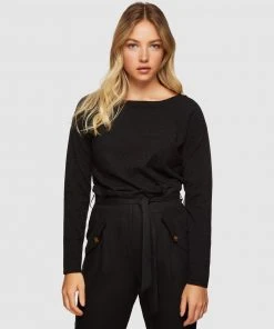 Oxford Gianna Metallic Boatneck Knit Black