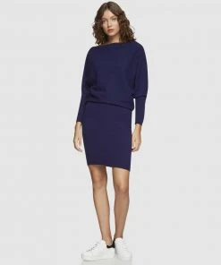 Oxford Emma Boatneck Knitted Dress Navy