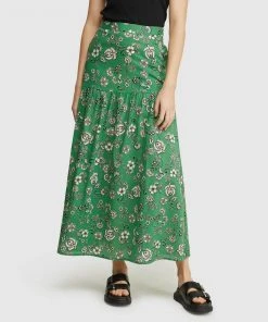 Oxford Olivia Green Floral Maxi Skirt