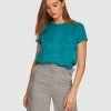 Oxford Katrina Woven Front T-shirt Emerald