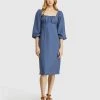 Oxford Tamika Linen Blend Dress Blue