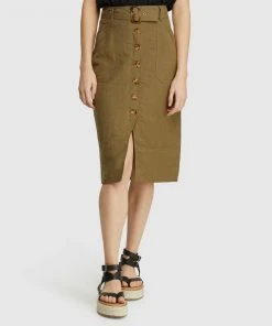 Oxford Paz Belt Up Skirt Khaki