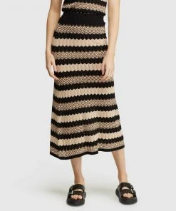 Oxford Estelle Pointelle Skirt Black/Camel