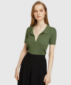 Oxford Petra Rib Polo Dark sage