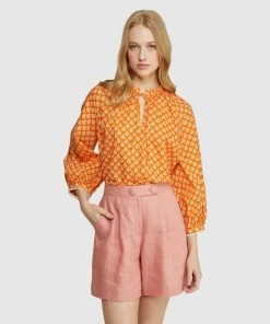 Oxford Eve Printed Blouse Orange
