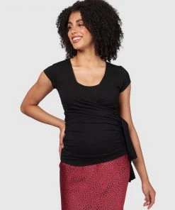 Pea in a Pod Maternity Eve Nursing Wrap Top Black