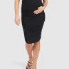 Pea in a Pod Maternity Bailey Gather Pencil Skirt Black