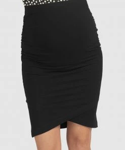 Pea in a Pod Maternity Cat Crossover Skirt Black