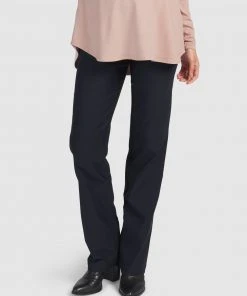 Pea in a Pod Maternity Lisa Fold Waist Straight Leg Pants Navy Blue
