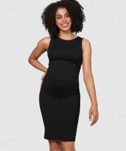 Pea in a Pod Maternity Mia Ponte Nursing Dress Black
