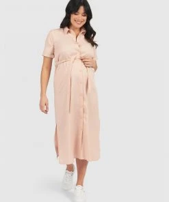 Pea in a Pod Maternity Easton Shirt Dress Blush