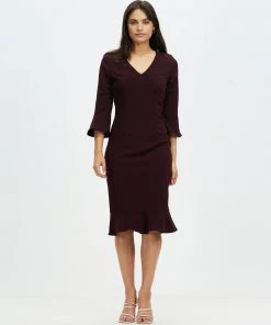 Pink Ruby Believe In Trim Dress Wine