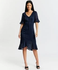 Pink Ruby Wonderland Frill Dress Navy