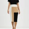 Pink Ruby Colour Block V Front Dress Black Beige White