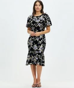 Pink Ruby Calm Sea Frill Dress Print