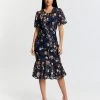 Pink Ruby Bloom Wonderland Frill Dress Navy