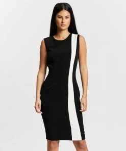 Pink Ruby Colour Block Dress Black & White