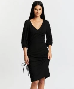 Pink Ruby Eden Rouched Dress Black