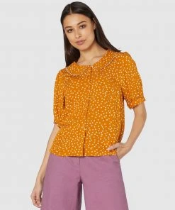 Princess Highway Olivia Spot Blouse Gold