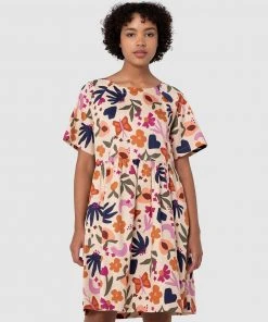 Princess Highway Spring Geo Smock Dress Dove Grey