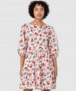 Princess Highway French Cherry Smock Dress Cream