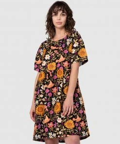 Princess Highway Wild Garden Smock Dress Black