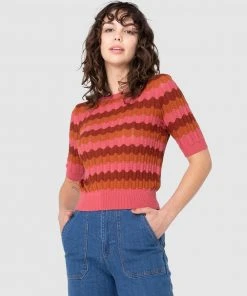 Princess Highway Sylvie Stripe Knit Top Pink