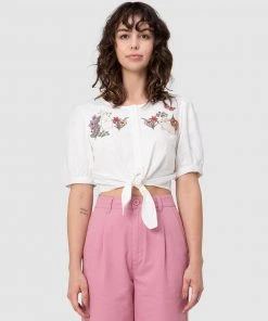 Princess Highway Garden Rabbit Embroidered Blouse White
