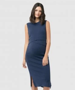 Ripe Maternity Layered Knit Nursing Dress Ink