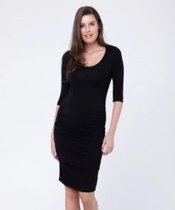 Ripe Maternity Cocoon Elbow Sleeve Dress Black