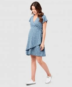 Ripe Maternity Liv Wrap Dress Petrol/White -Deals The Style Setters Store http3A2F2Fstatic.theiconic.com .au2Fp2Fripe maternity 5844 776659 5