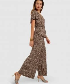 SACHA DRAKE Printed Seamless Pants Tan Leopard