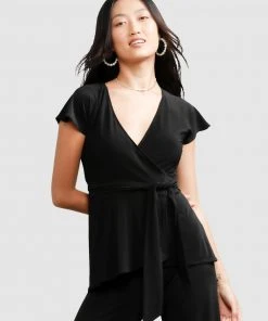 SACHA DRAKE Cap Sleeve Wrap Top Black -Deals The Style Setters Store http3A2F2Fstatic.theiconic.com .au2Fp2Fsacha drake 2210 1532521 4