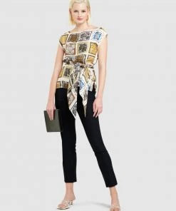 SACHA DRAKE Luna Park Top Mustard Scarf Print