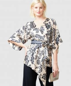 SACHA DRAKE Sea of Time Kimono Top Porcelain Floral