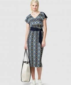 SACHA DRAKE Cardboard Mirage Midi Dress Navy Diamond Print -Deals The Style Setters Store http3A2F2Fstatic.theiconic.com .au2Fp2Fsacha drake 4009 9297251 6