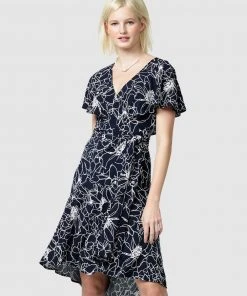 SACHA DRAKE Blue Train Wrap Dress Navy White Flower -Deals The Style Setters Store http3A2F2Fstatic.theiconic.com .au2Fp2Fsacha drake 4565 6372531 5
