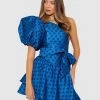 SACHA DRAKE Pavillions Of The Mind Dress Blue Spot Taffeta