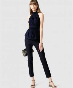SACHA DRAKE Skinny High Waisted Pants Navy