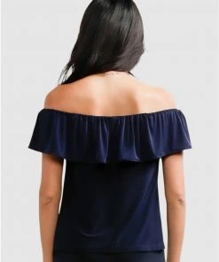 SACHA DRAKE Off-Shoulder Frill Top Navy -Deals The Style Setters Store http3A2F2Fstatic.theiconic.com .au2Fp2Fsacha drake 5469 7274811 3