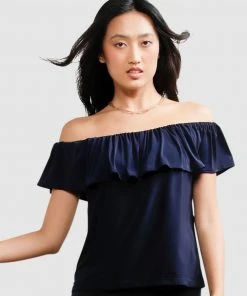 SACHA DRAKE Off-Shoulder Frill Top Navy -Deals The Style Setters Store http3A2F2Fstatic.theiconic.com .au2Fp2Fsacha drake 5471 7274811 4