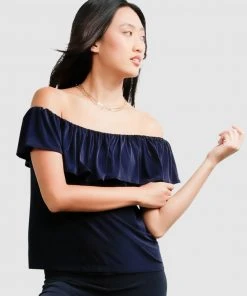 SACHA DRAKE Off-Shoulder Frill Top Navy -Deals The Style Setters Store http3A2F2Fstatic.theiconic.com .au2Fp2Fsacha drake 5474 7274811 5