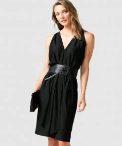 SACHA DRAKE Column Drape Dress Black