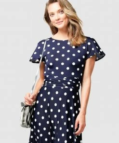 SACHA DRAKE Reverse Wrap Midi Dress Navy Spot -Deals The Style Setters Store http3A2F2Fstatic.theiconic.com .au2Fp2Fsacha drake 8469 4768311 5