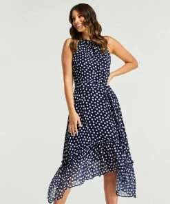 Stella Fuzzy Spot Ruffle Halter Dress Navy/Milk -Deals The Style Setters Store http3A2F2Fstatic.theiconic.com .au2Fp2Fstella 1432 9867551 5