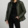 West 14th Uptown Puffer Jacket Bottlebush Green Leather