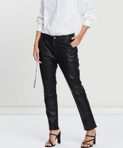 West 14th Bondi Slouch Pants Black Stretch Leather