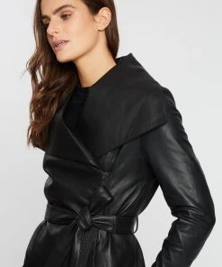West 14th Washington Drape Trench Black Leather -Deals The Style Setters Store http3A2F2Fstatic.theiconic.com .au2Fp2Fwest14 2411 3710901 4